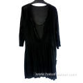 New Design Women's Black V-Neck Long-Sleeved Dress